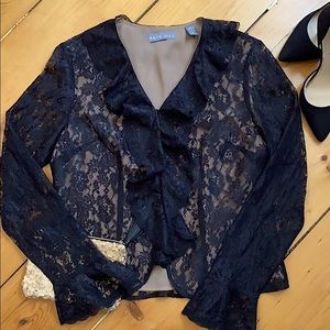 Kate Hill floral lace, lined blouse.